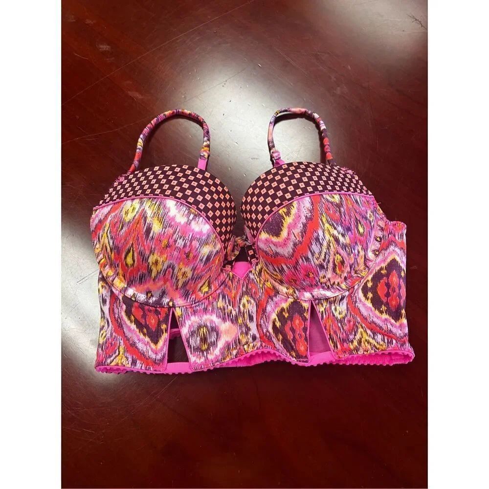 Victoria’s Secret Very Sexy Pink Multi Print Longer Line Bra sz 34C NWOT
